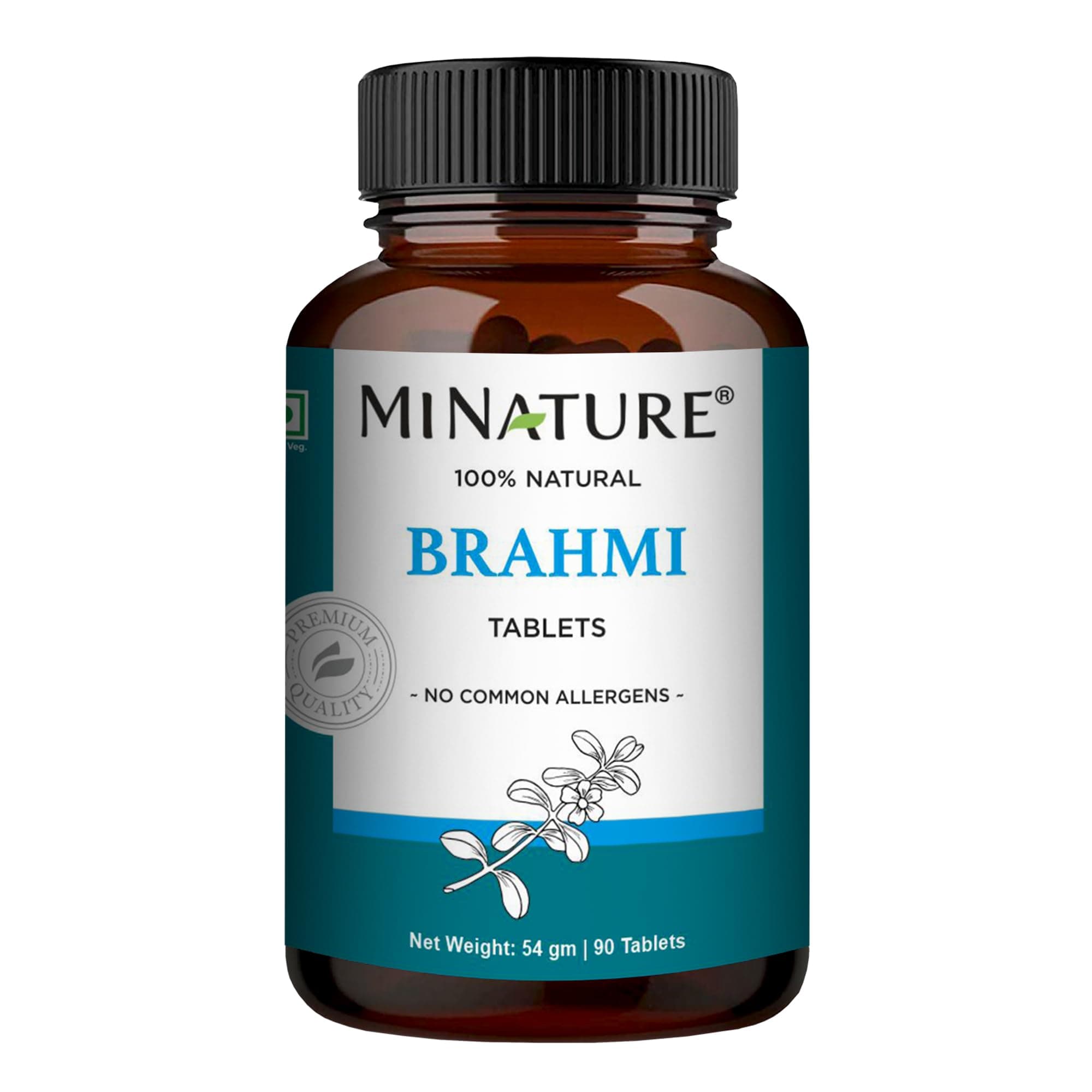 Brahmi Tablets - 90 Tablets, 1000 mg |45 Days Supply | by mi Nature | 100% Natural Brahmi Tablets | Vegan | Bacopa Monnieri | from India