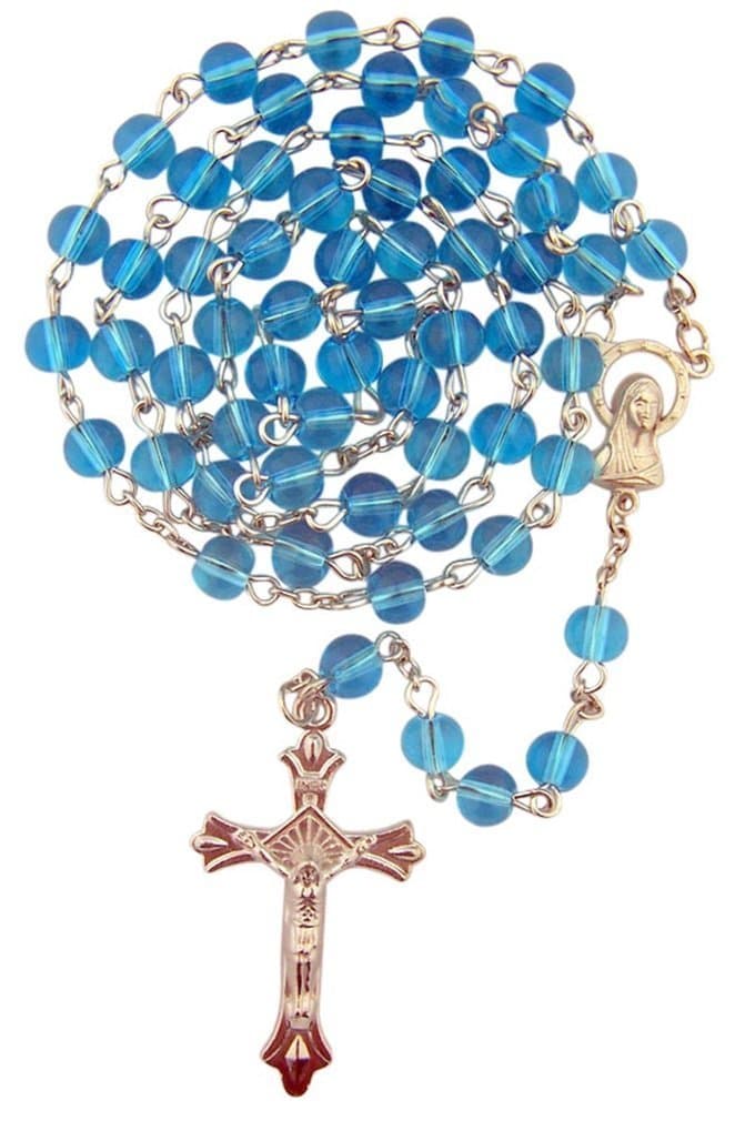 CBBlue Glass Beads Rosary, 6mm Beads