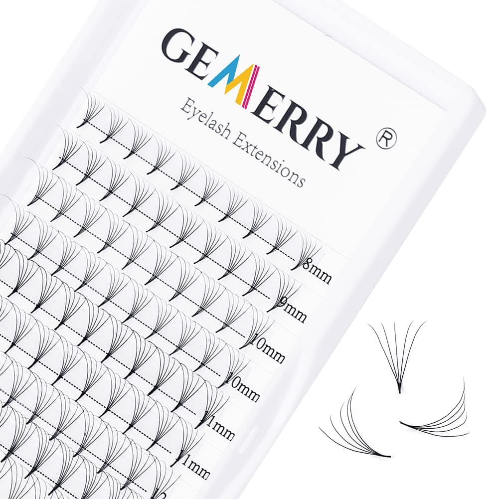 GEMERRY(0.07mm 5D, C Curl) - 0.7mm Volume Lash Extensions, C Curl 8-14mm Mix 5D Eyelash Extensions Fans Silk Natural Premade Professional Individual Cluster Eyelash Extensions