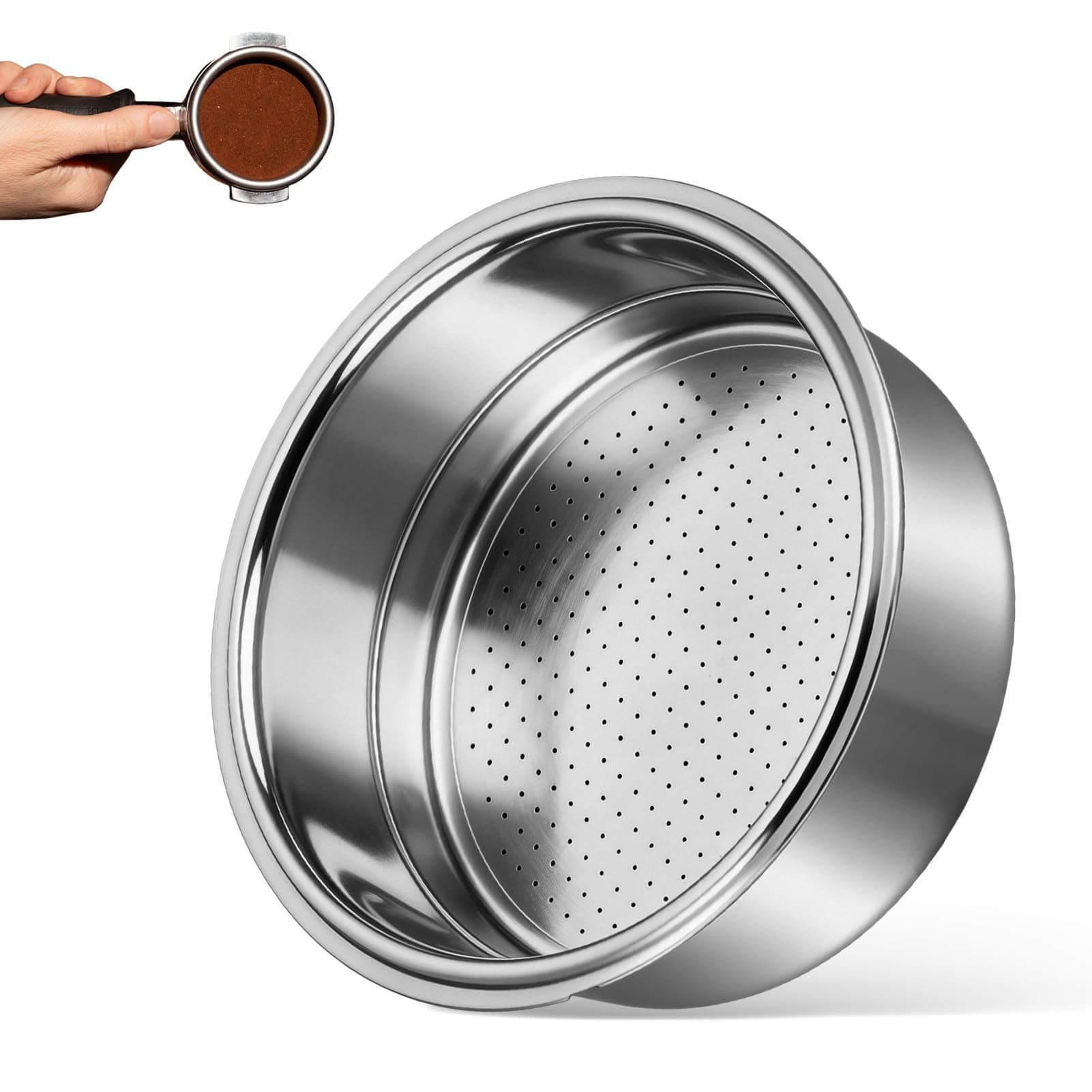 Stainless Steel Coffee Filter, 51mm Double Layer Pressurized Filter Basket Espresso Filter Basket Espresso Machine Parts for Portafilter Coffee Machine(Double Cup)