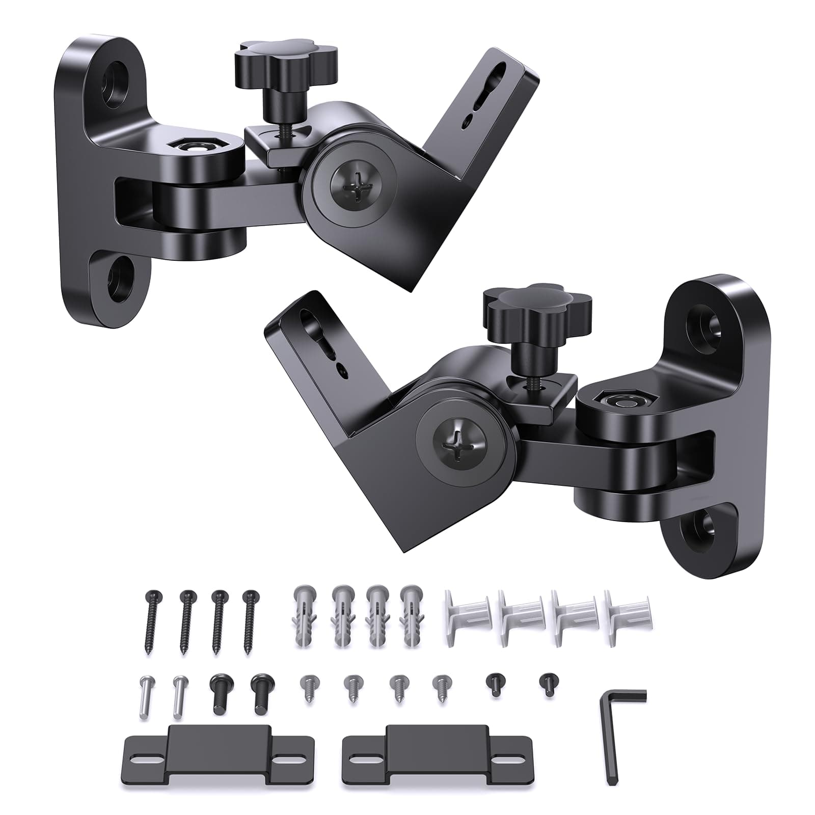 Speaker Wall Mounts, 2 Packs Universal Mounting Bracket for Small Bookshelf Speakers, Vertical 120°, Horizontal 180°Adjustment, Compatible with Bose, JBL, KEF,Sony & Others, Hold up to 32 lbs