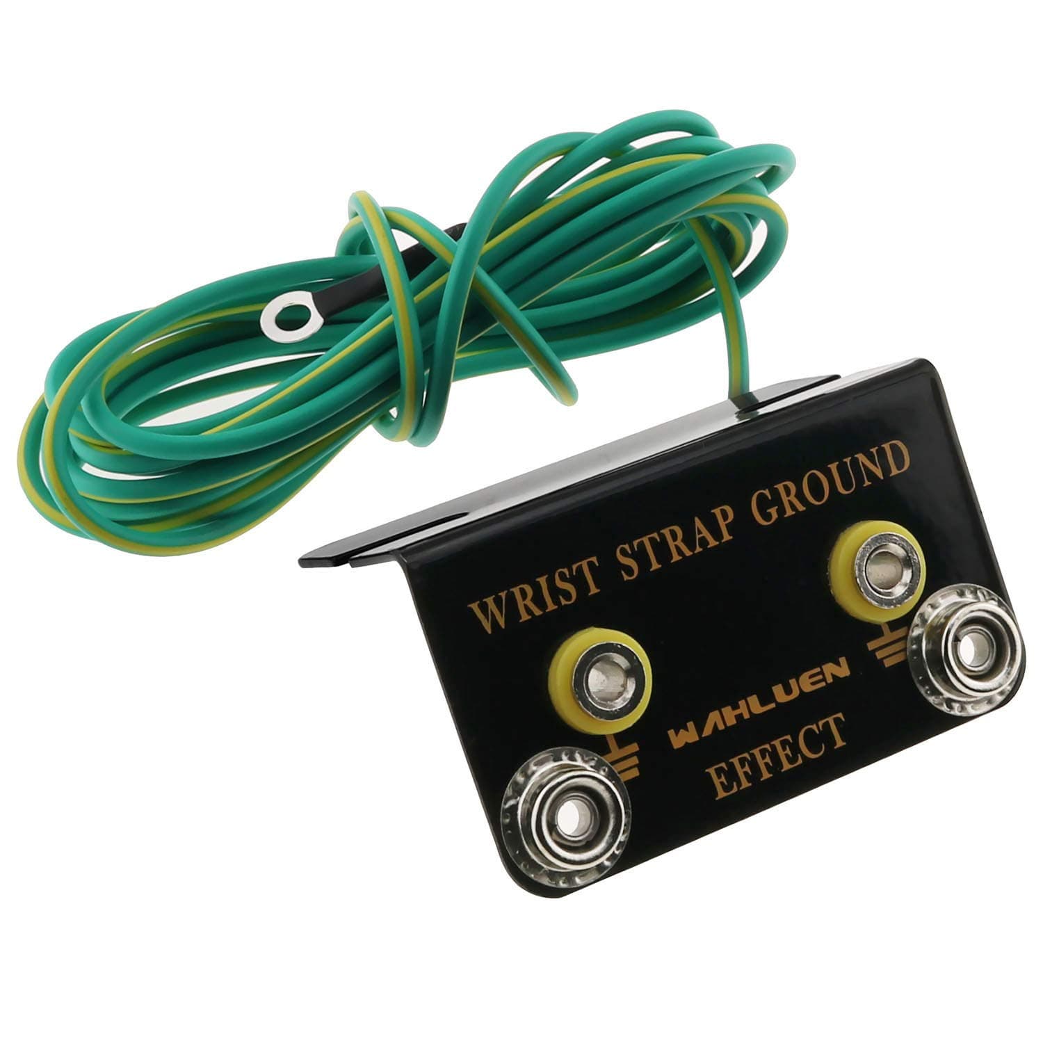 E-Outstanding ESD Ground Socket with Dual Banana Plugs Practical L Shaped ESD Ring Terminal Cable Wire Socket Ground with 5.5ft Green Terminal Cable for Wrist Strap Table Mat