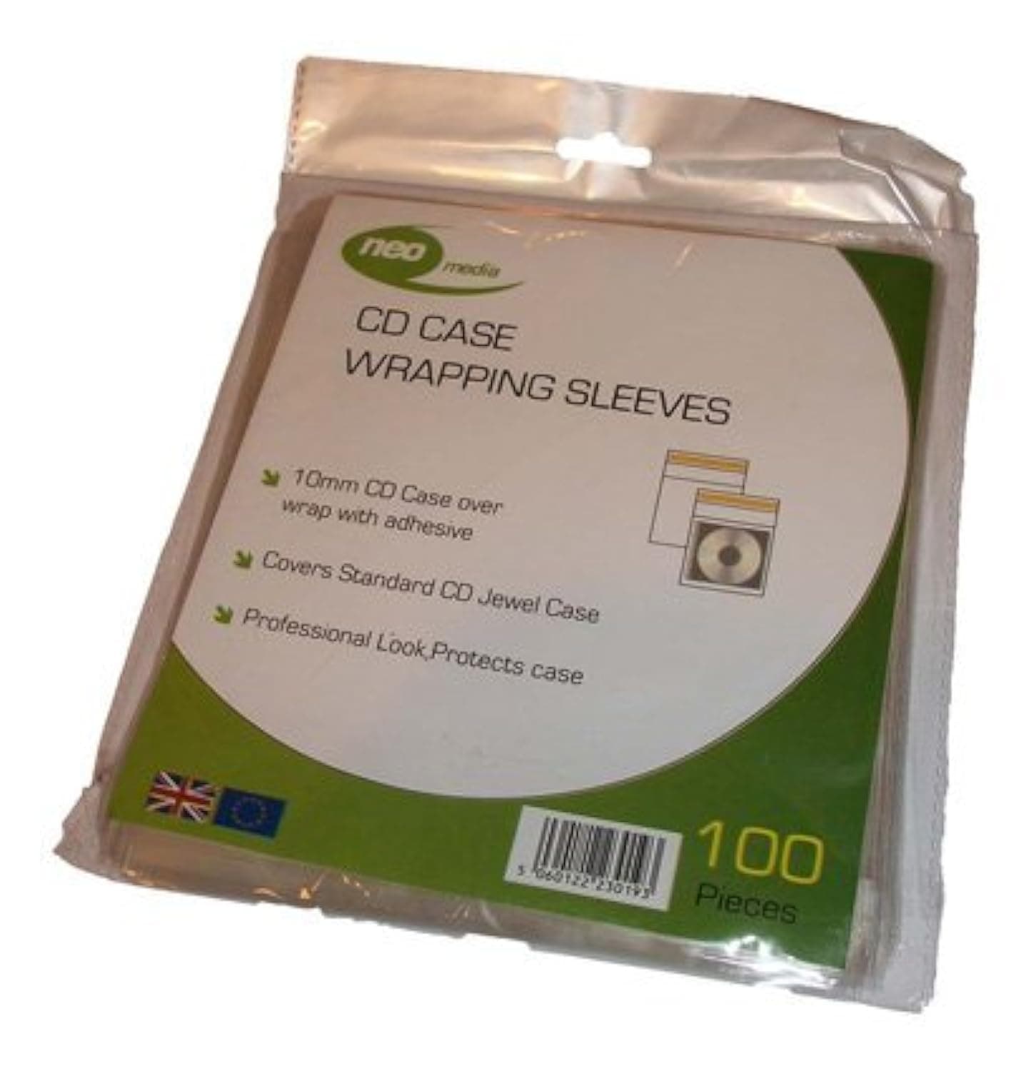 100 - Standard CD Case Wraps - Self Adhesive Cellophane Sleeves