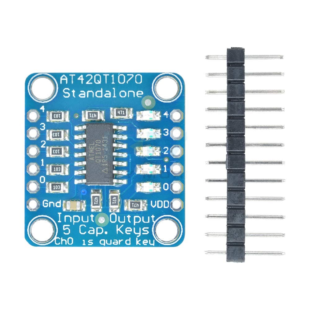 HiLetgo AT42QT1070 Standalone 5 Keys Capacitive Touch Sensor Breakout Module 5-Pad Conductive Pad Mutiple Capacitive Touch Sensor Breakout Board DIY Electronic Indicator