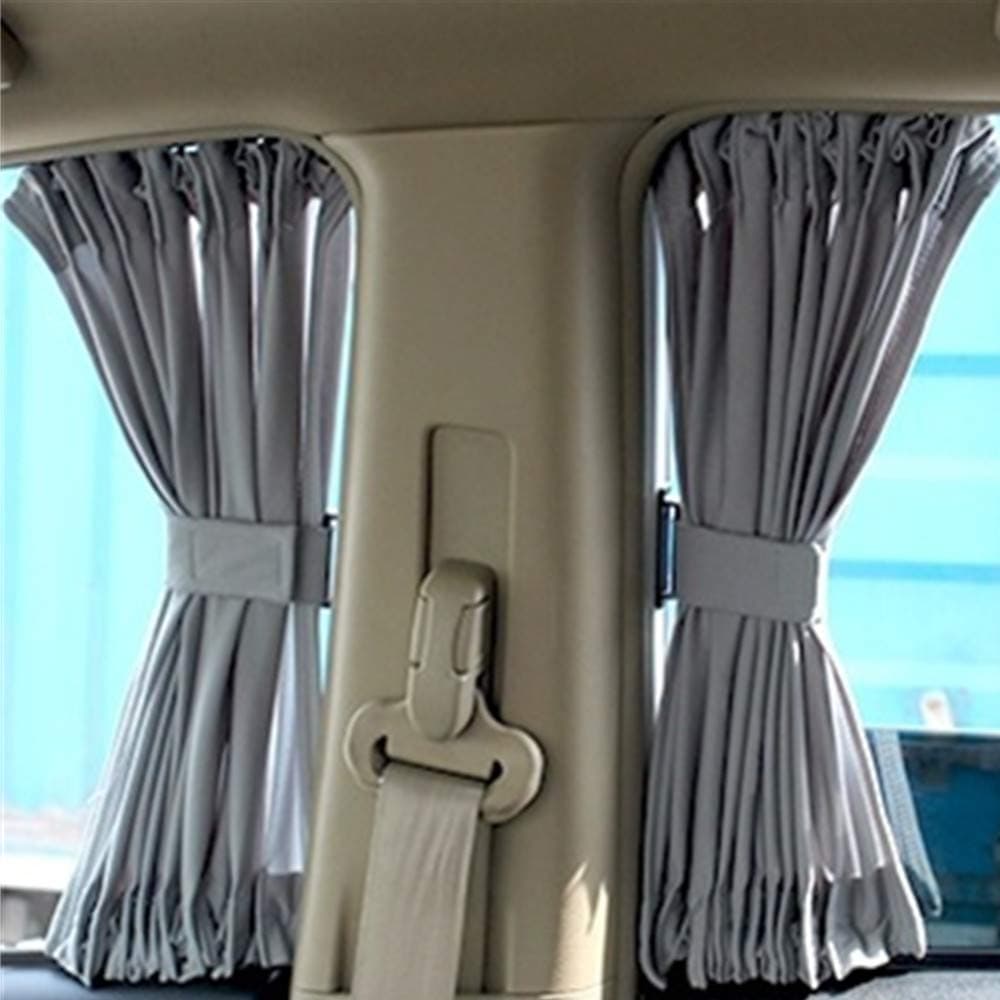 2X 70/50cm Auto Rear Valance UV Sunshade Drape Visor Car Side Window Curtain (Gray, 50L(19.68''X18.5''))