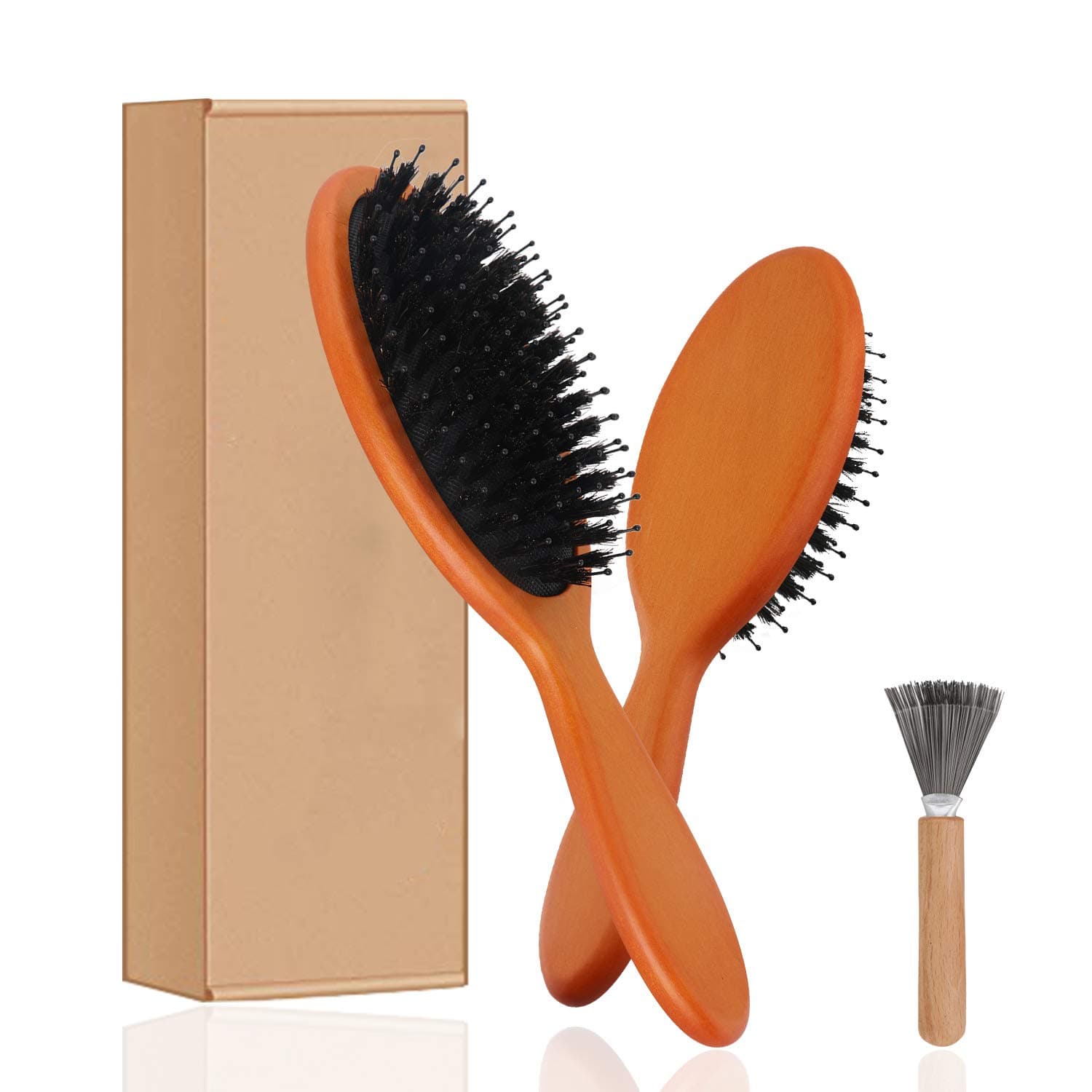 Hair Brush comb set with cloth drawstring bag grooming kit made from Handmade Solid wood And 100% Natural boar Bristle