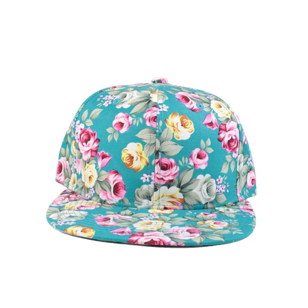 Teal All Over Print Floral Snapback