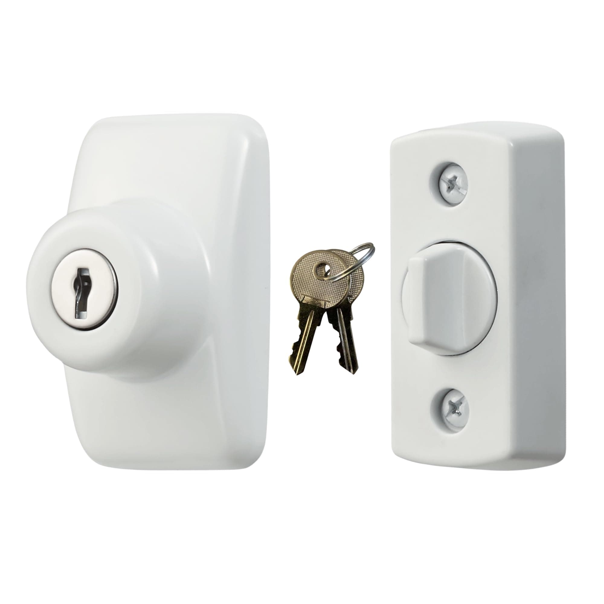 Model GLK Deadbolt for Storm and Screen Doors, Key Lock, White (2-Piece Set)