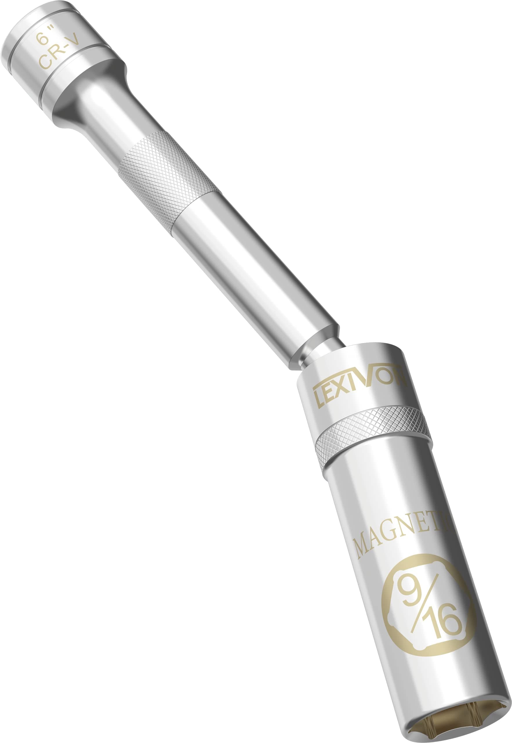 9/16-Inch Spark Plug Swivel Socket, 3/8" Drive x 6" Total Length | Enhanced Magnetic Design with Thin Wall Socket, Cr-v Steel (LX-SSPS9166)