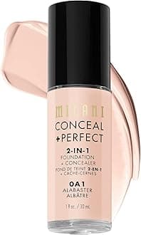 Milani Conceal + Perfect 2-in-1 Foundation + Concealer for a Flawless Complexion, Under Eye Corrector, Cover Redness and Imperfections, Waterproof and Sweatproof - 0A1-Alabaster