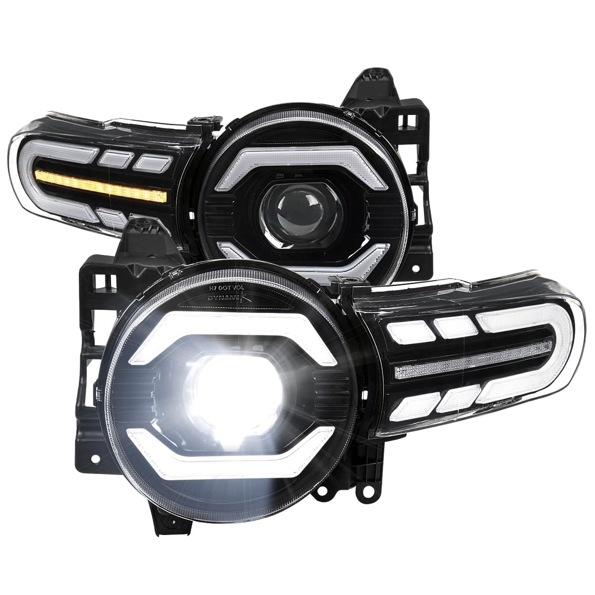 SPEC-D TUNING Black Full LED Projector Headlights w/Sequential Turn Signal and Startup Animation Compatible with 2007-2014 Toyota FJ Cruiser, Left + Right Pair Headlamp Assembly