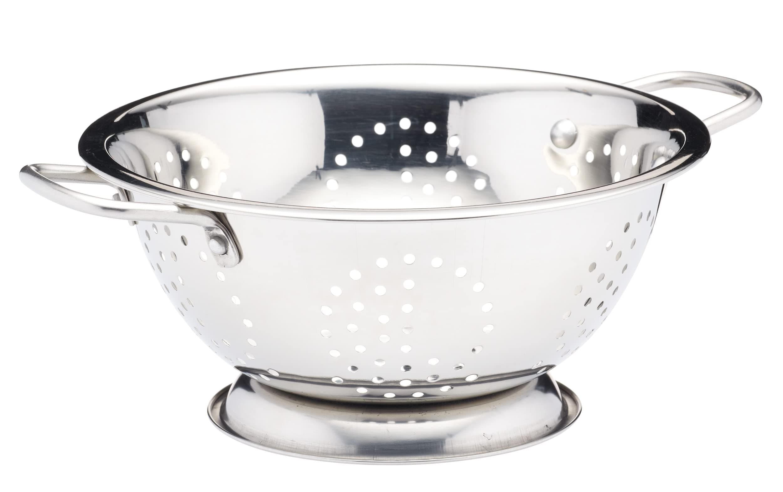 KitchenCraft Footed Stainless Steel Double-Handle Colander, 24.5 cm (9.5"), Silver
