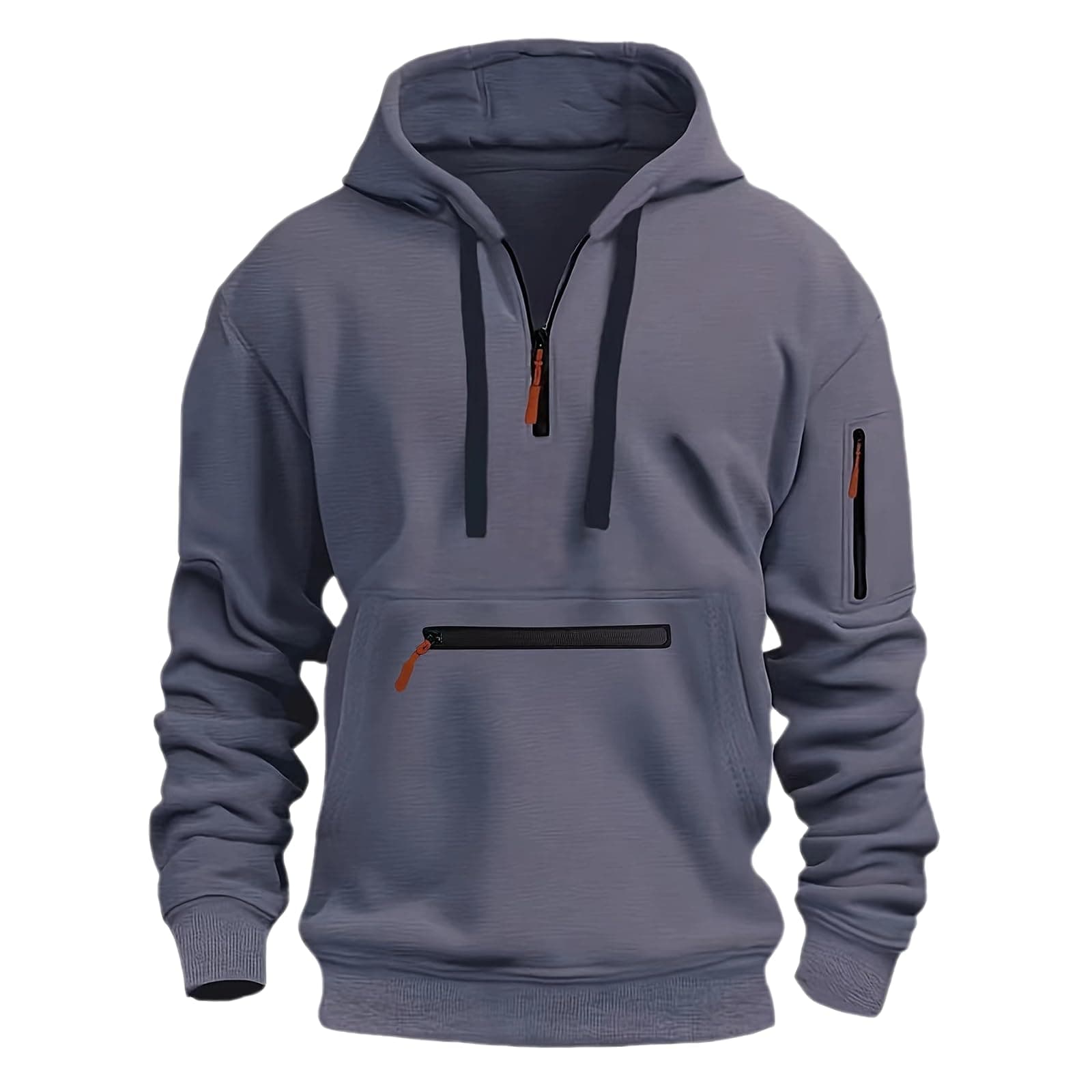 Mens 1/4 Zip Pullover Hoodie Zip Up Pocket Drawstring Tracksuit Tops Cuff Overhead Hooded Slim Fit Casual Gym Skiing Sports Warm Hoody Sweatshirts