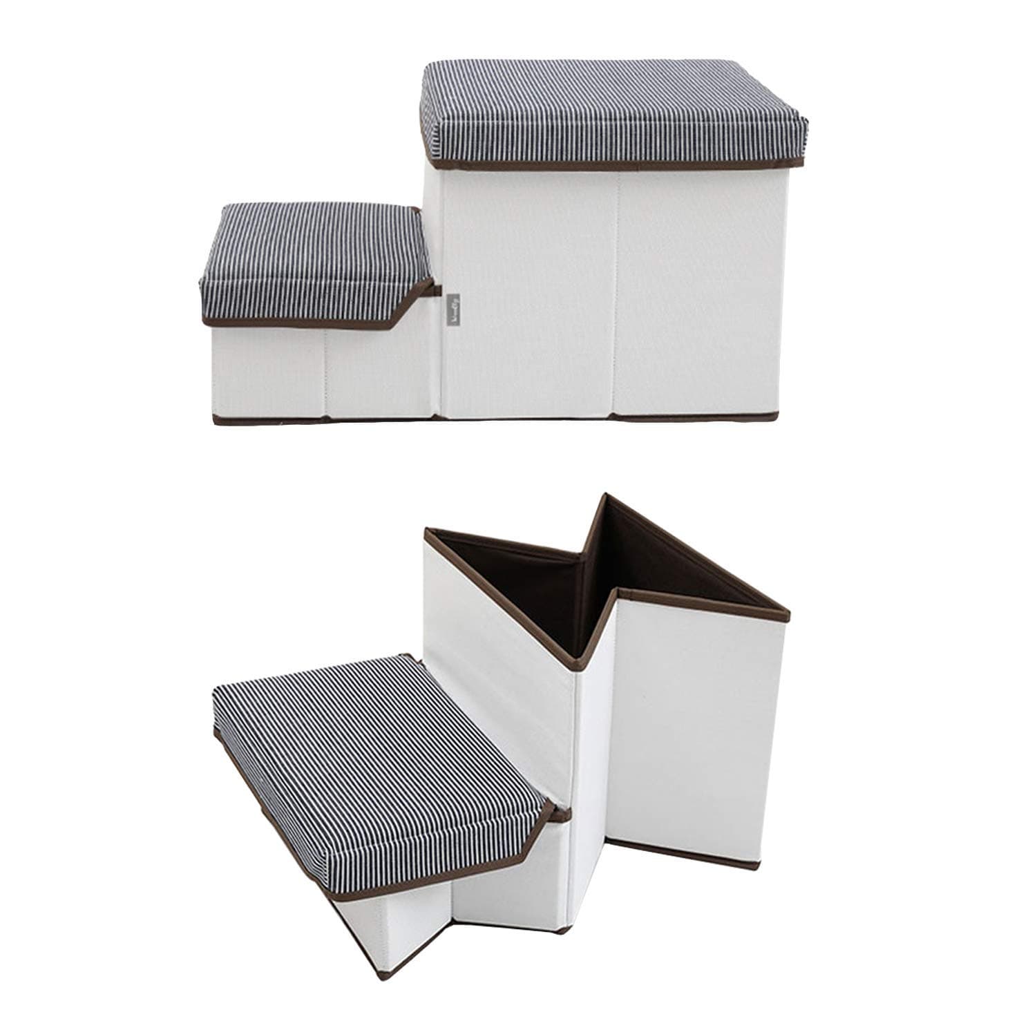 JAYBLY Foldable Collapsible Portable Storage Compact Pet Stairs for Bed and Couch-Small Indoor Pet-Friendly Steps Best Easy Travel Step Dogs Cats Modern Outdoor Fabric Decorative Padded Stair Treads