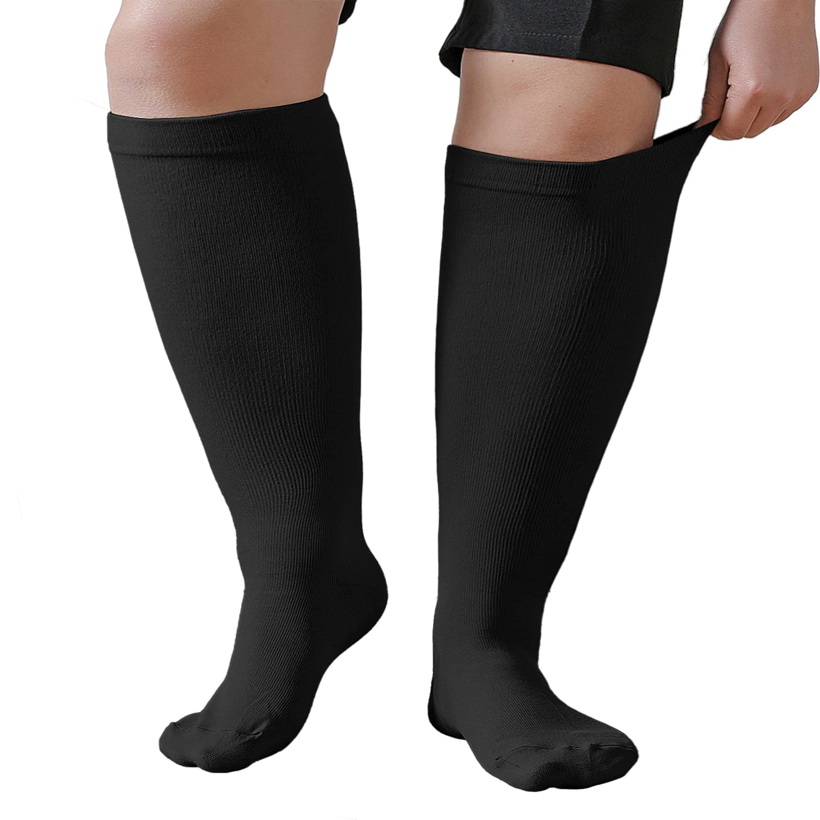 PUTUO Plus Size Compression Sock For Men and Women: Graduated Compression Stockings for Support Flight Travel Running Pregnancy Sports Edema Nurses Athletic 20-30 mmHg 1Pairs
