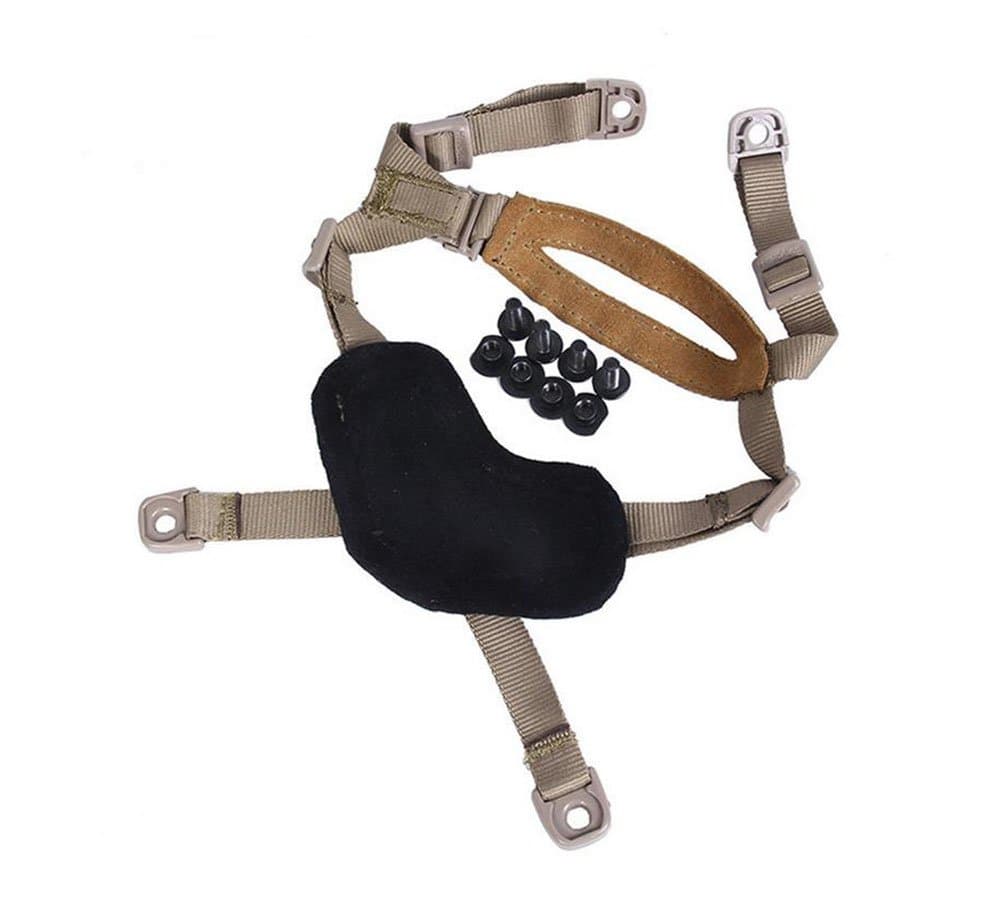 Jadedragon Tactical Helmet Chin Strap/Suspension System with 4 Points Chin Strap with Bolts and Screws for Fast/MICH/ACH/IBH Helmets