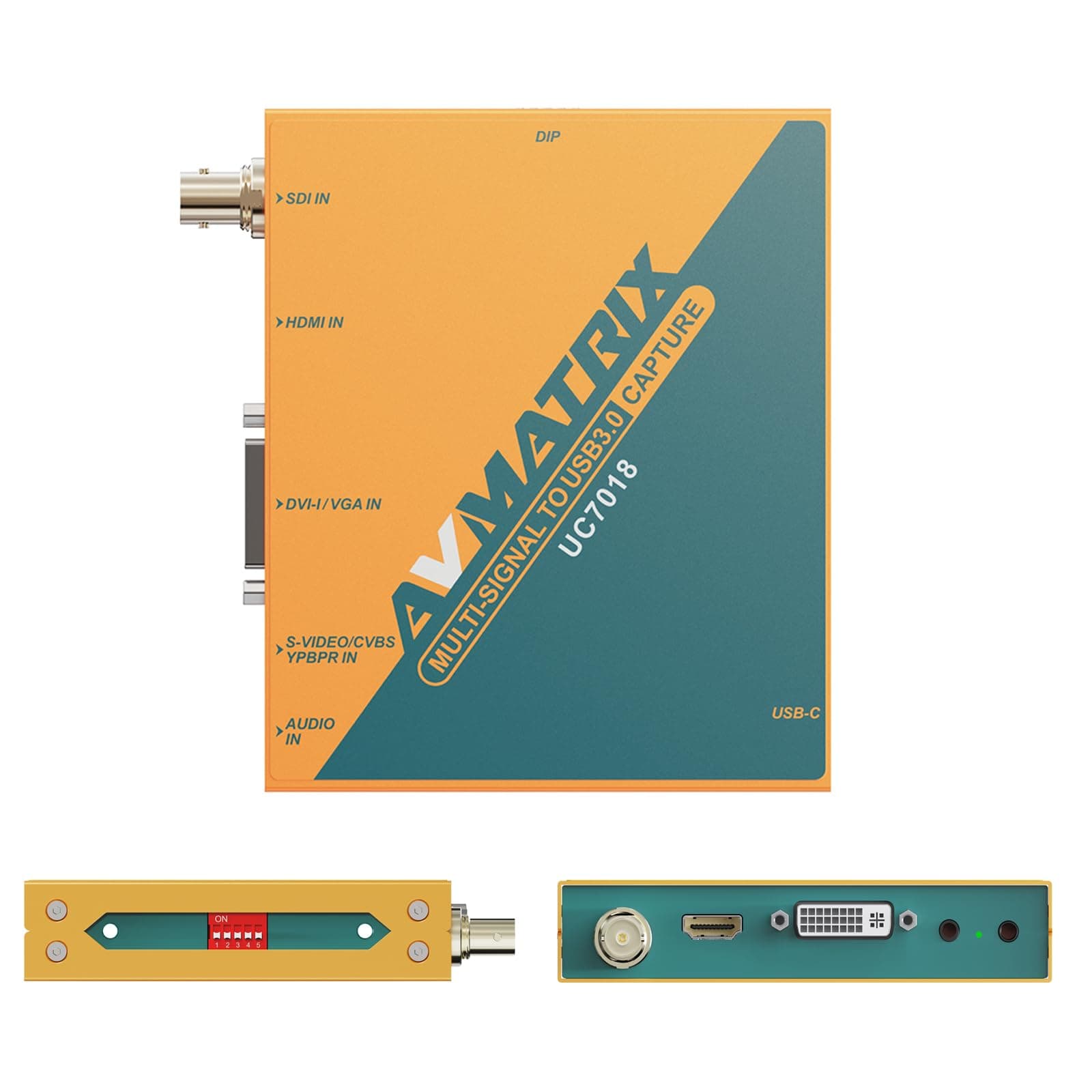 UC7018 USB 3.0 Multi-Input Capture Card – SDI, HDMI, VGA, DVI, CVBS to USB for Live Streaming, Security Cameras & Teaching – 1080p60 Plug and Play with OBS, Zoom, Windows/Mac/Linux