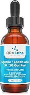 QRxLabs Glycolic/Lactic Acid 30/20 Gel Peel with Calendula, Chamomile and Green Tea Extracts - Professional Grade Chemical Face Peel for Acne Scars, Collagen Boost, Wrinkles, Fine Lines - AHA - 30ml