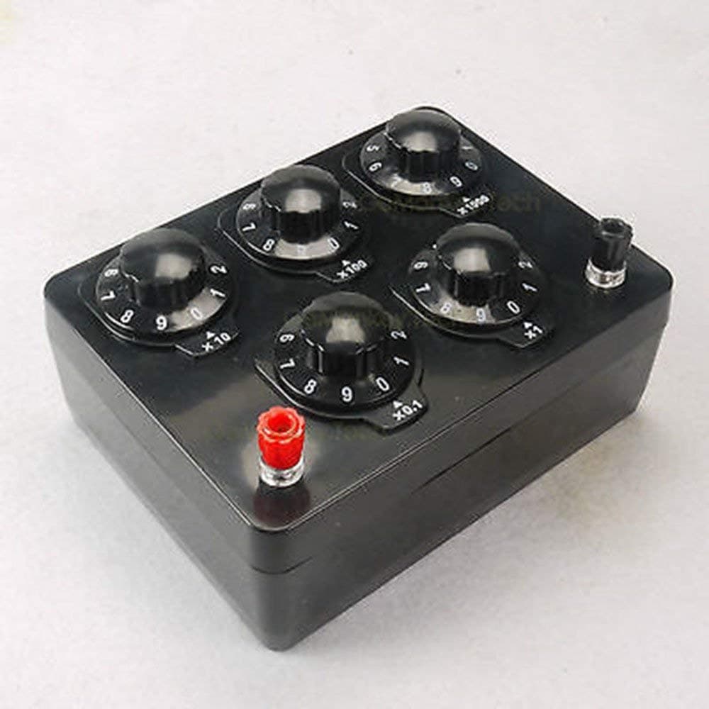 GraceMake Variable Decade Rotary Resistor Precision DC Adjustable Resistance Box Knob Switch for lab 0 to 9999.9Ω 0.25W，Black Resistance Box Iron Variable Decade Resistor Resistance Box