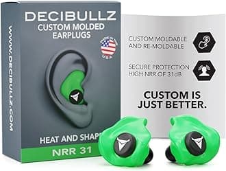 Decibullz - Custom Molded Earplugs, 31dB Highest NRR, Comfortable Hearing Protection for Shooting, Travel, Swimming, Work and Concerts