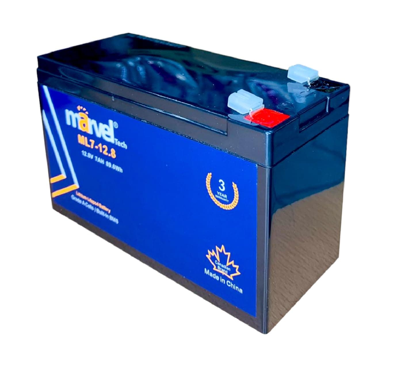 Marvel Tech 12.8V 7Ah (7Ah) Lithium LiFePO4 Deep Cycle Battery, 6000+ Cycles Lithium Iron Phosphate Rechargeable Battery, Lighting, Power Wheels, Fish Finder and More, Built-in 8A BMS