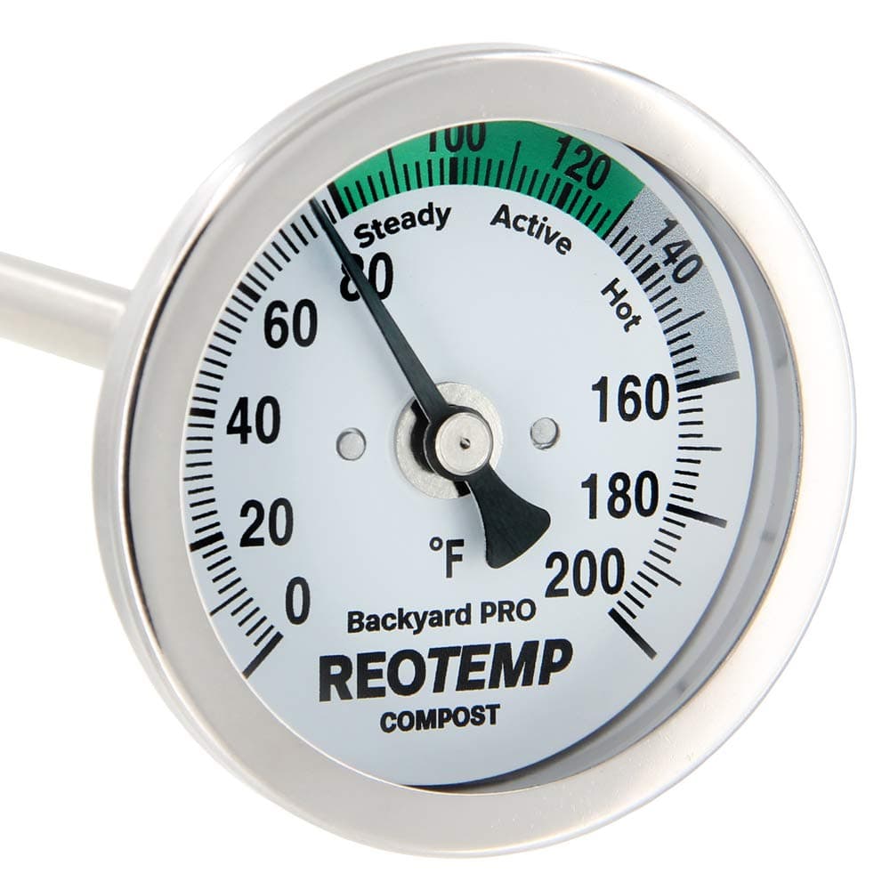 REOTEMP Backyard Pro Compost Thermometer, with PDF Composting Guide (0-200 Fahrenheit) (24 Inch Stem)