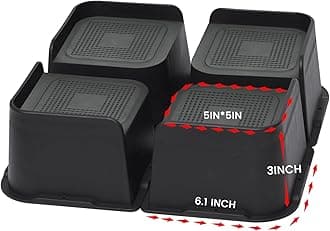 MYMULIKE Bed Risers 4 inch,6 inch, 8 inch, Oversized Furniture Risers, Support Up to 6000 Lbs, Lift 4 inch for Couch, Sofa, Table,Chair (Black 4 Pack, 3 inch)