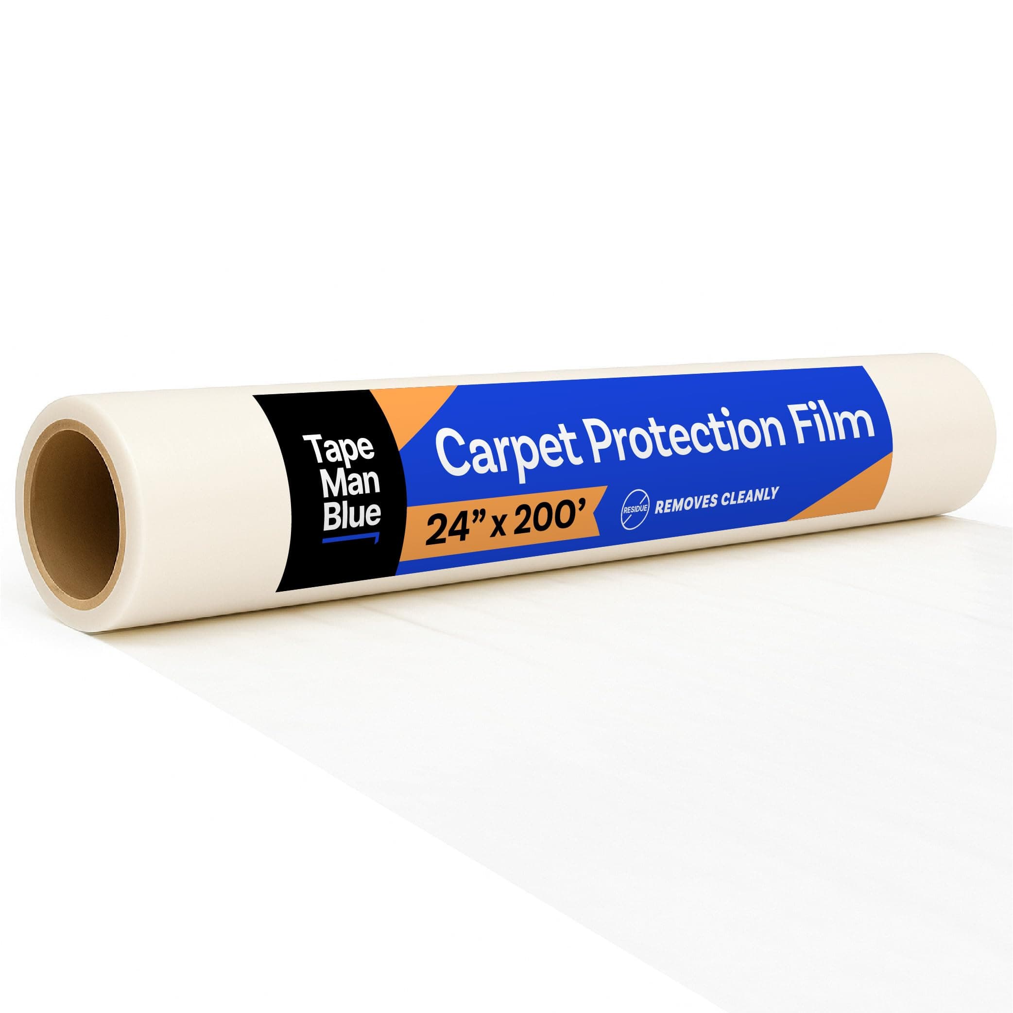 TapeManBlue Carpet Protection Film 24" x 200' roll, Self Adhesive Plastic Carpet Protector Film with Clean Removal & Easy Unwind, Durable Protection Tape to Shield Your Surface from Dirt and Spills