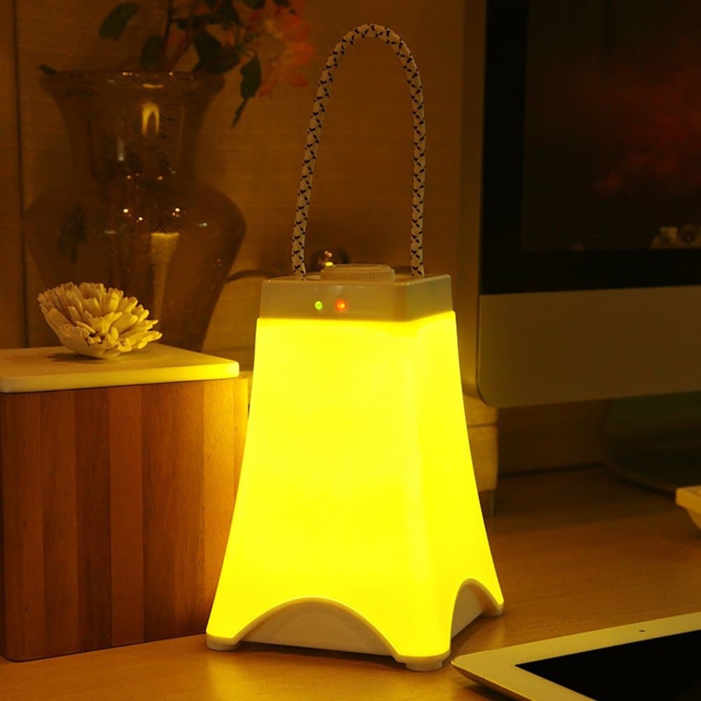 DELISI Portable Eiffel Tower Design LED Lantern Night Lights,USB Rechargeable Emergency Beside Lamp with Automaticlly 10 Minutes Turn Off Timer,Stepless Brightness Adjustable Baby Soft Light（Yellow)
