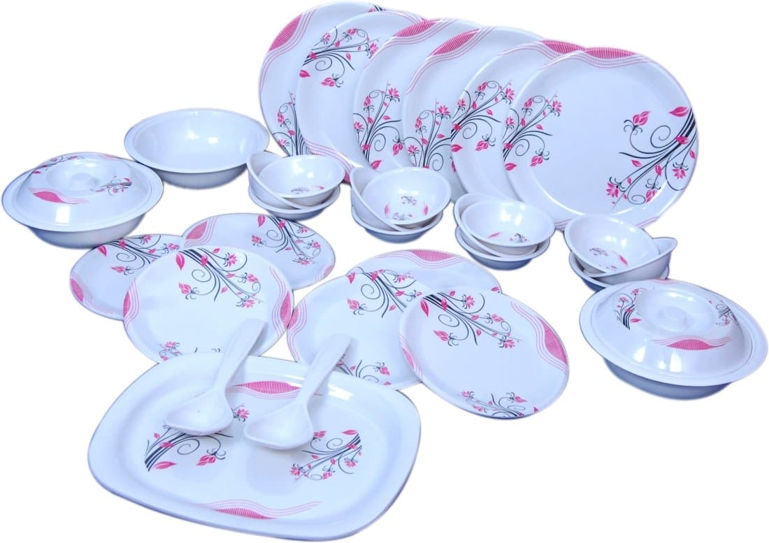 RARO Melamine Dinner Set - 32 Pieces, Pink