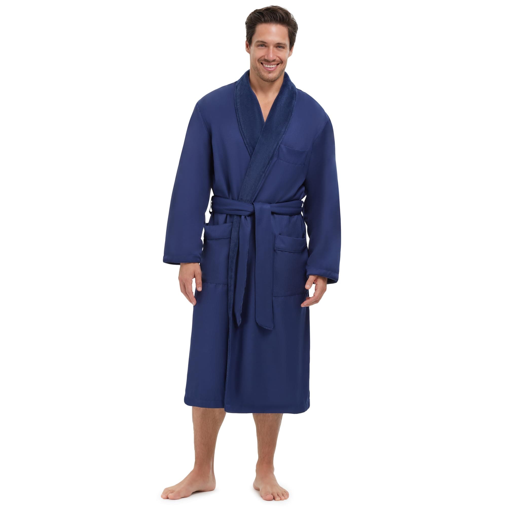 MONARCH Unisex Plush Lined Microfiber Bath Robe - Soft Shell with Polyester Lining, Resort-Grade Hotel & Spa Robe with Pocket