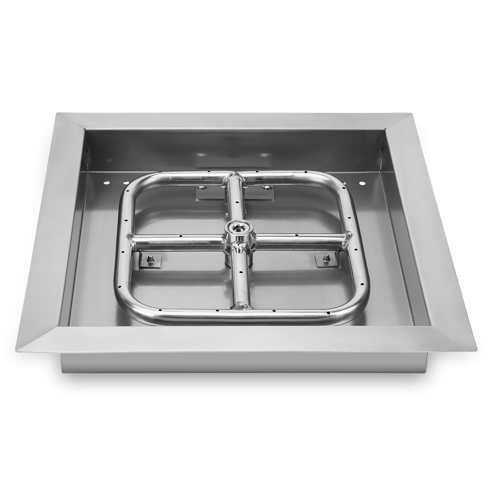 onlyfire only fire Stainless Steel 12" Drop-in Square Pit Pan, with 6" Square Burner