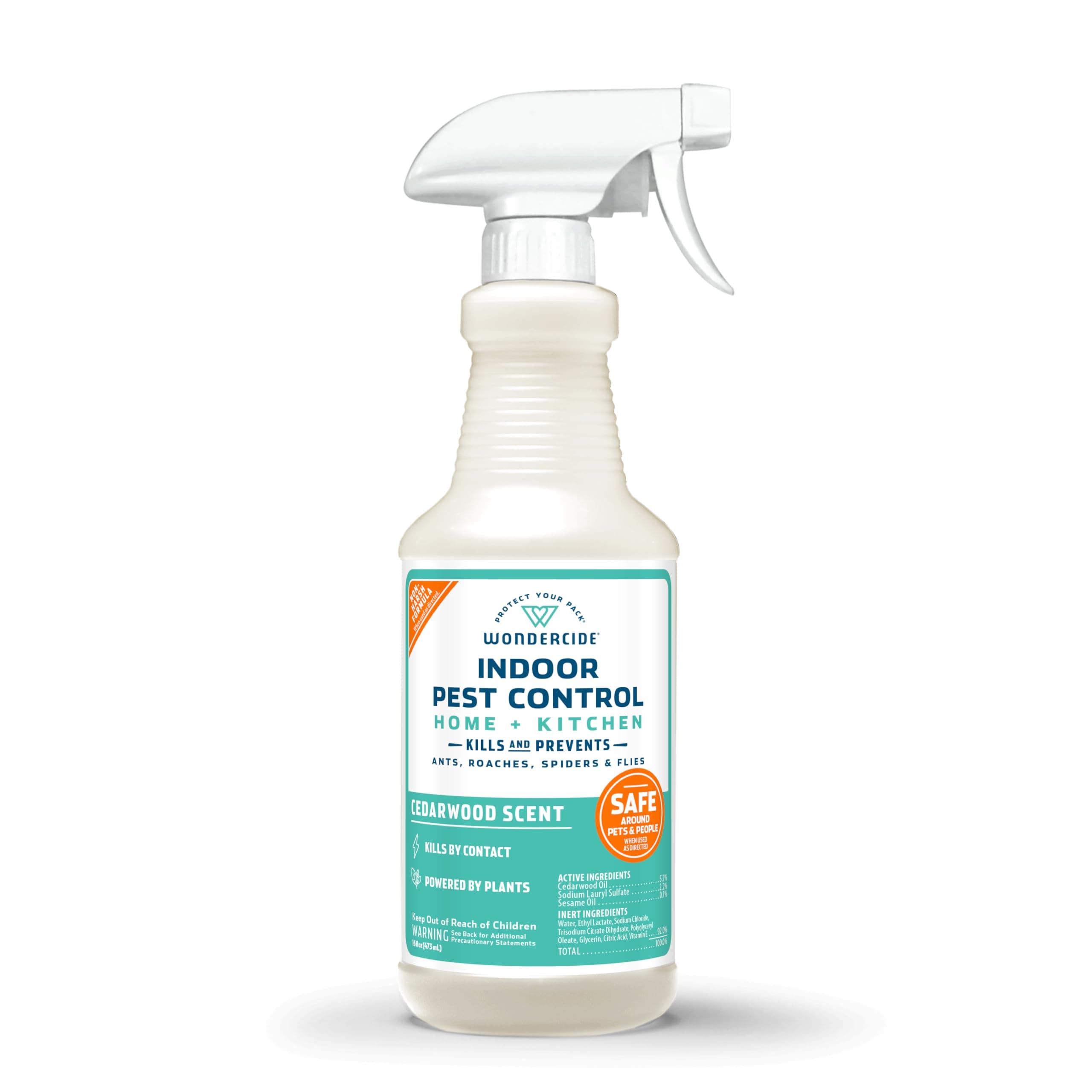 - Wondercide - Indoor Pest Control Spray for Home and Kitchen - Ant, Roach, Spider, Fly, Flea, Bug Killer and Insect Repellent - with Natural Essential Oils - Pet and Family Safe — Cedarwood 16 oz