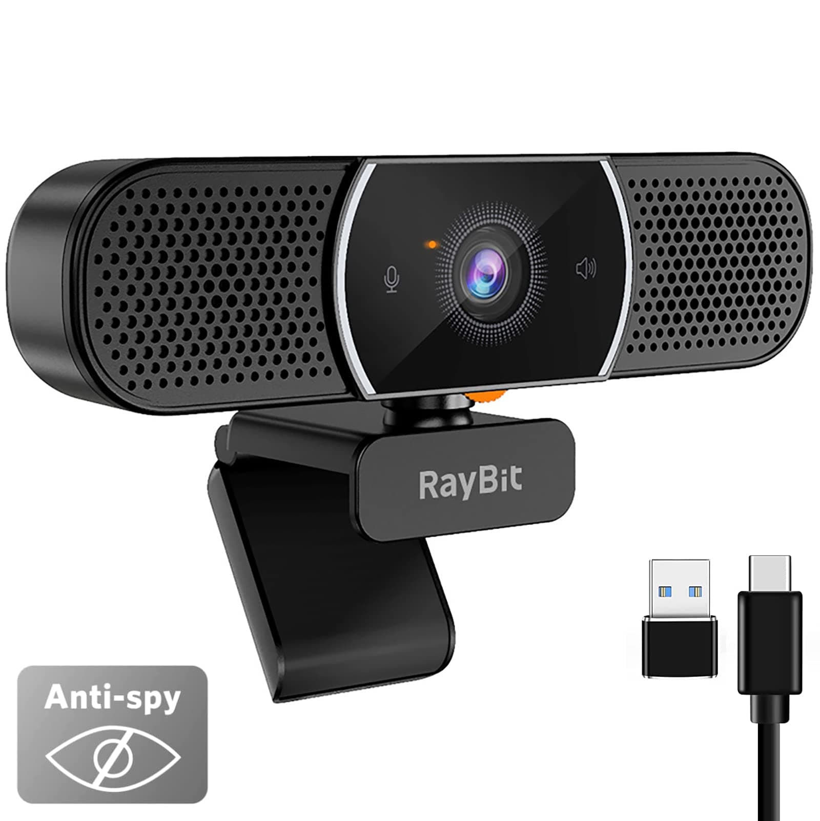 3 in 1 Webcam - 2K HD USB C Webcam with Microphone, Speaker and Privacy Cover, Noise Reduction & Stereo Sound, Autofocus Conference Web Camera for Computer/PC/Desktop/Laptop/Zoom/Skype/Teams…