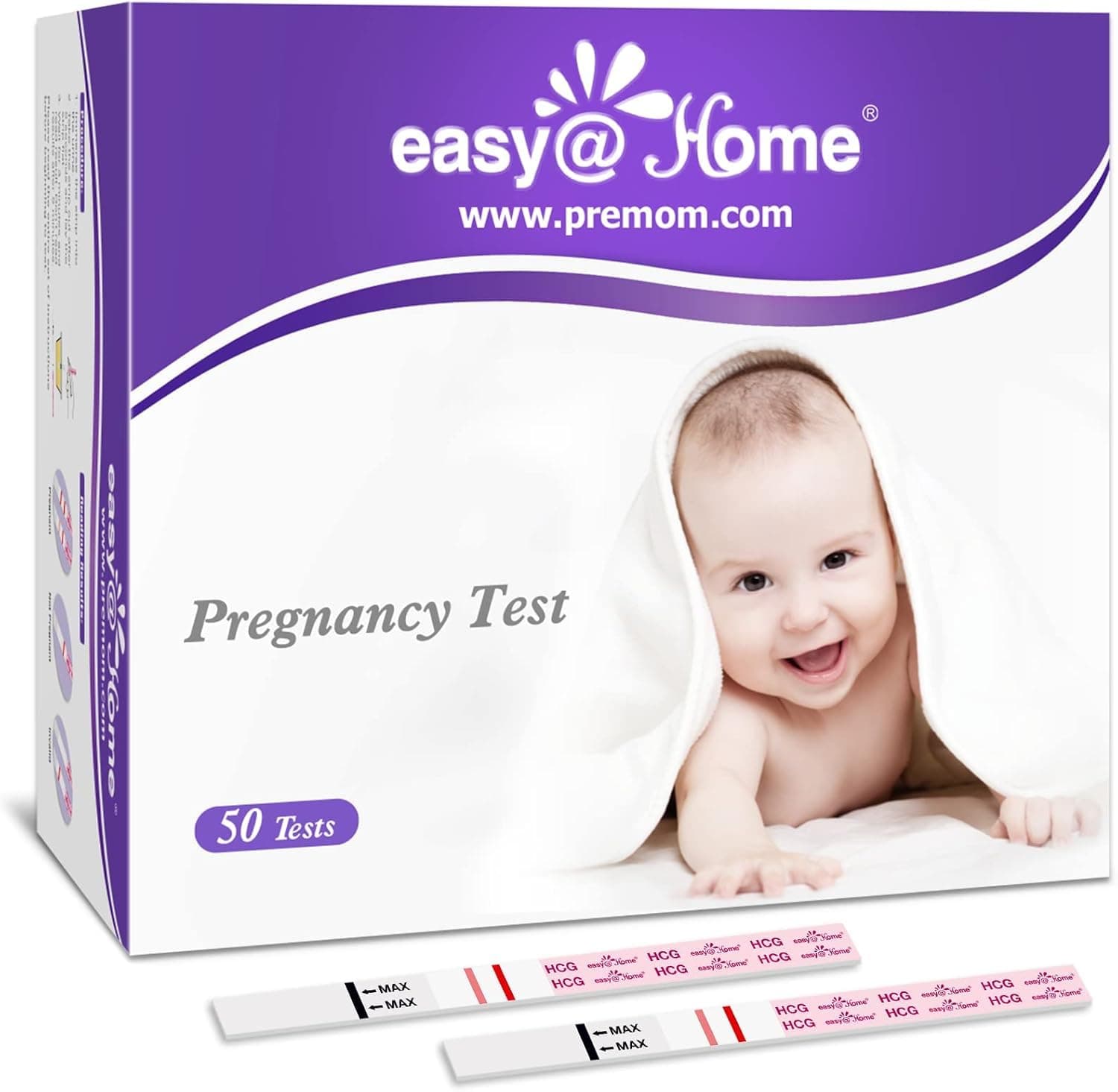 Easy@Home Pregnancy Test Strips: 50 Pack HCG Test Strips - Early Detection Bulk Pregnancy Tests Kit | EZW1-S:50