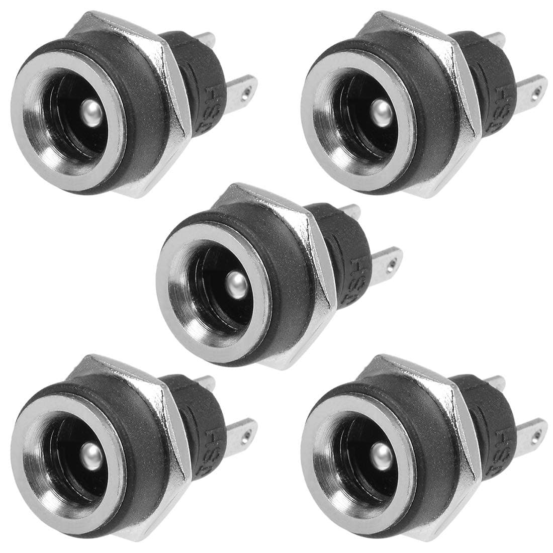 sourcing map 2.1mmx5.5mm DC Power Jack Female DC 30V Panel Mount Connector Socket 5pcs