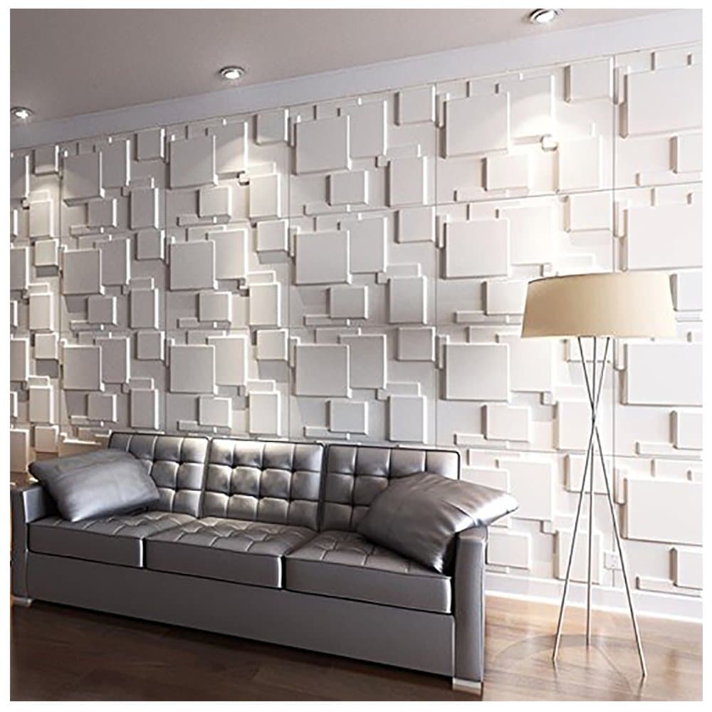 3D Wall Panels for Interior Wall Decoration Brick Design Pack of 6 Tiles 32 Sq Ft (Plant Fiber) - White Matt Brick