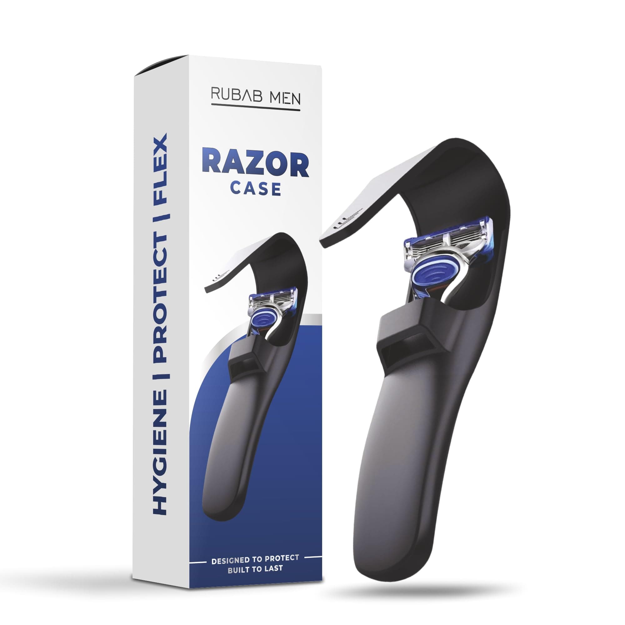 RUBAB MEN Silicone Soft Shaving Razor Case | Waterproof, Safe Secure Travel Protect Hygiene Cover | Fits Mach, Vector Series & All Standard Razors | Matte Black