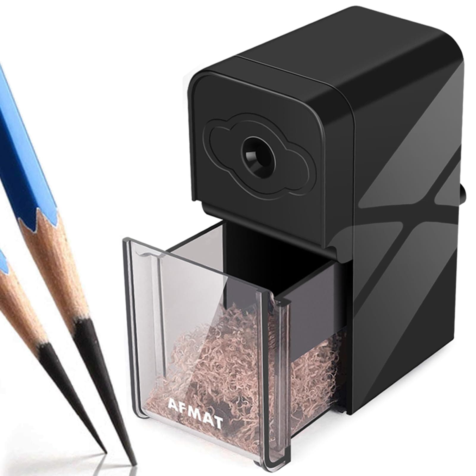 Art Pencil Sharpener, Long Point Pencil Sharpener for Artists, Sketching Drawing Manual Pencil Sharpener for 6-8.2mm, Charcoal/Graphite/Prismacolor Colored Pencils w/Sandpaper, Black