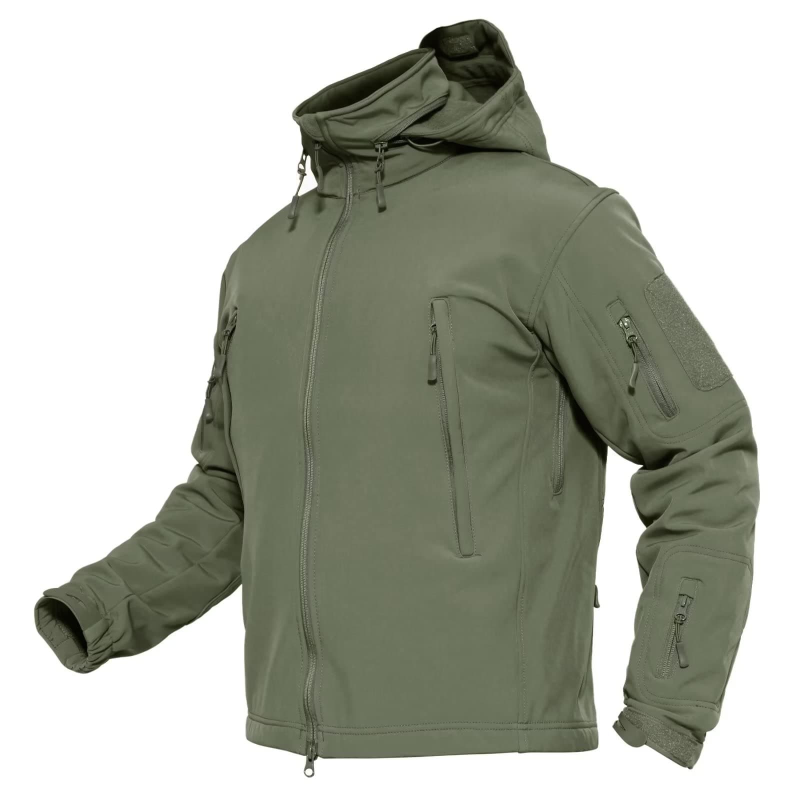 Men's Tactical Jacket Winter Snow Ski Jacket Water Resistant Softshell Fleece Lined Winter Coats Multi-Pockets