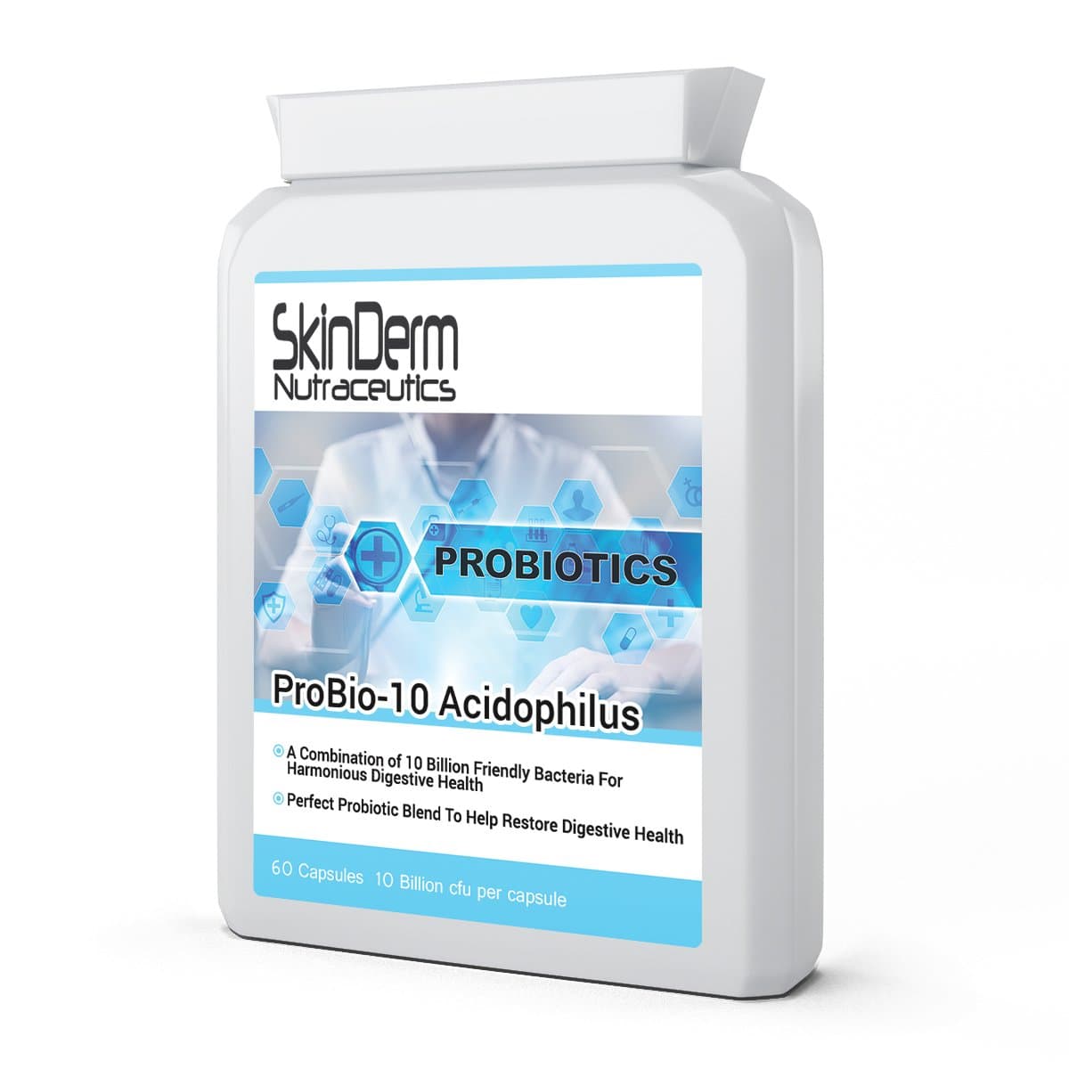 ProBio-10 Acidophilus | Multi-Strain Full Spectrum Probiotic Complex | 10 Billion CFU | 60 Capsules