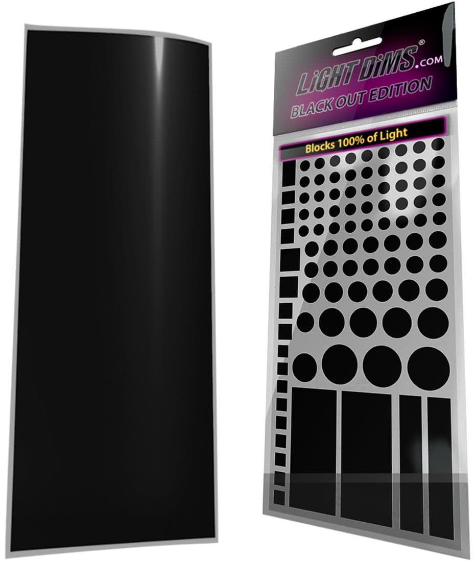 Black Out Edition Light Blocking LED Covers (2 Sheets) Shapes & Uncut Sheet for Electronics & Appliances. Blocks 100% of Light, in Retail Packaging.