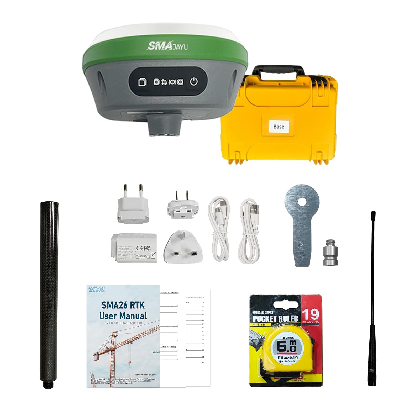 SMA26 Pro GNSS Base Receiver RTK Surveying System, Connect with UAV/Drones, Set Up as CORS Network Base Station, 32GB,10000mAh, 4G/BT/WiFi, IP67 Waterproof, Ideal for Land,Construction,Forestry Survey