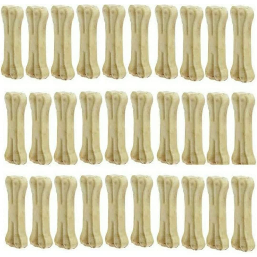 Rawhide Chicken Flavour Dog Chew Bone 3 Inches Pack of 30 Bones Dog Treats, Bones for Small Dogs