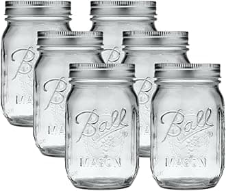 Ball Regular Mouth Glass Mason Jars with Lids and Bands, Used for Canning (Pint, 16 Ounce (Pack of 6))