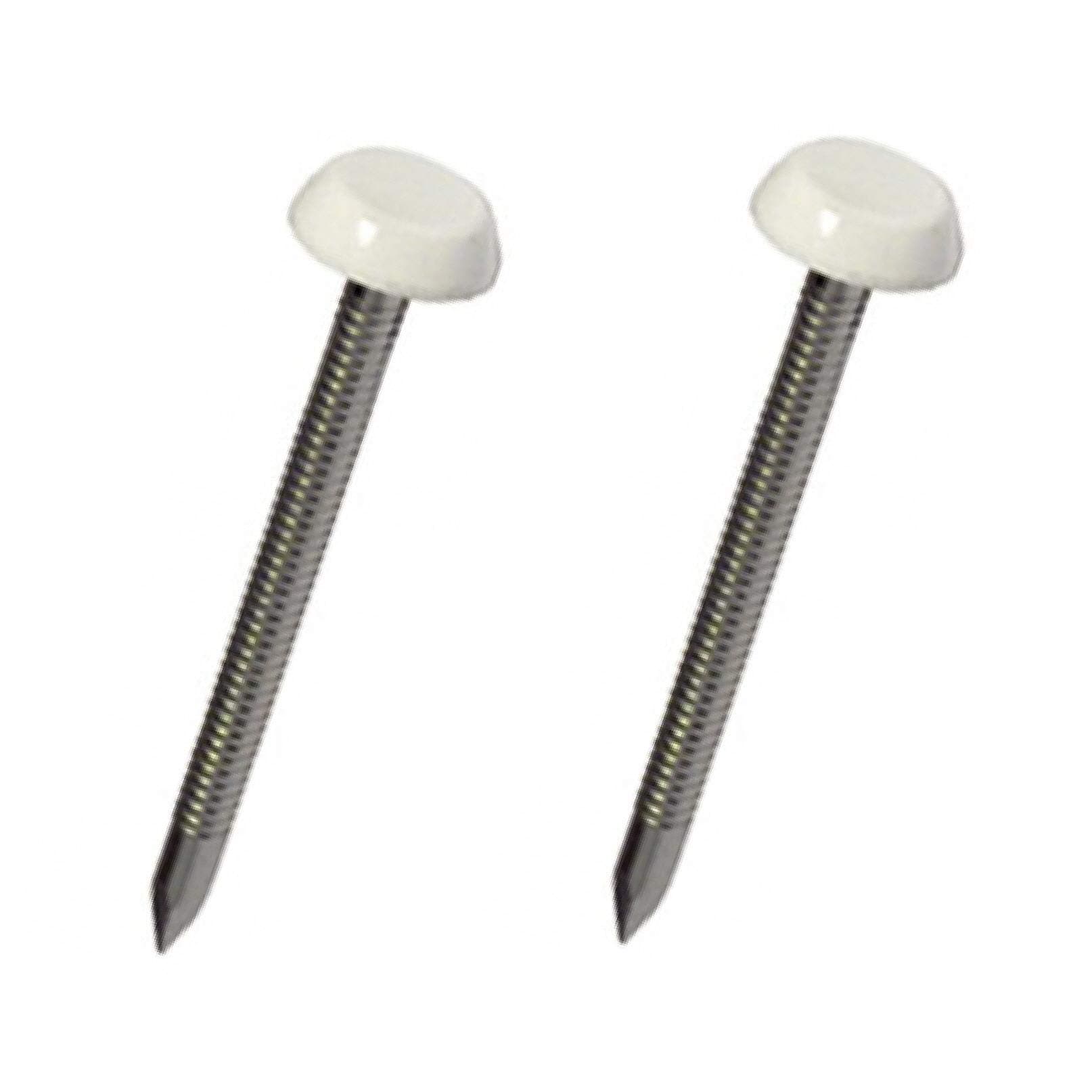 250 x 40mm White UPVC Poly Top Pins Nails Plastic Headed fascia fixings polytop