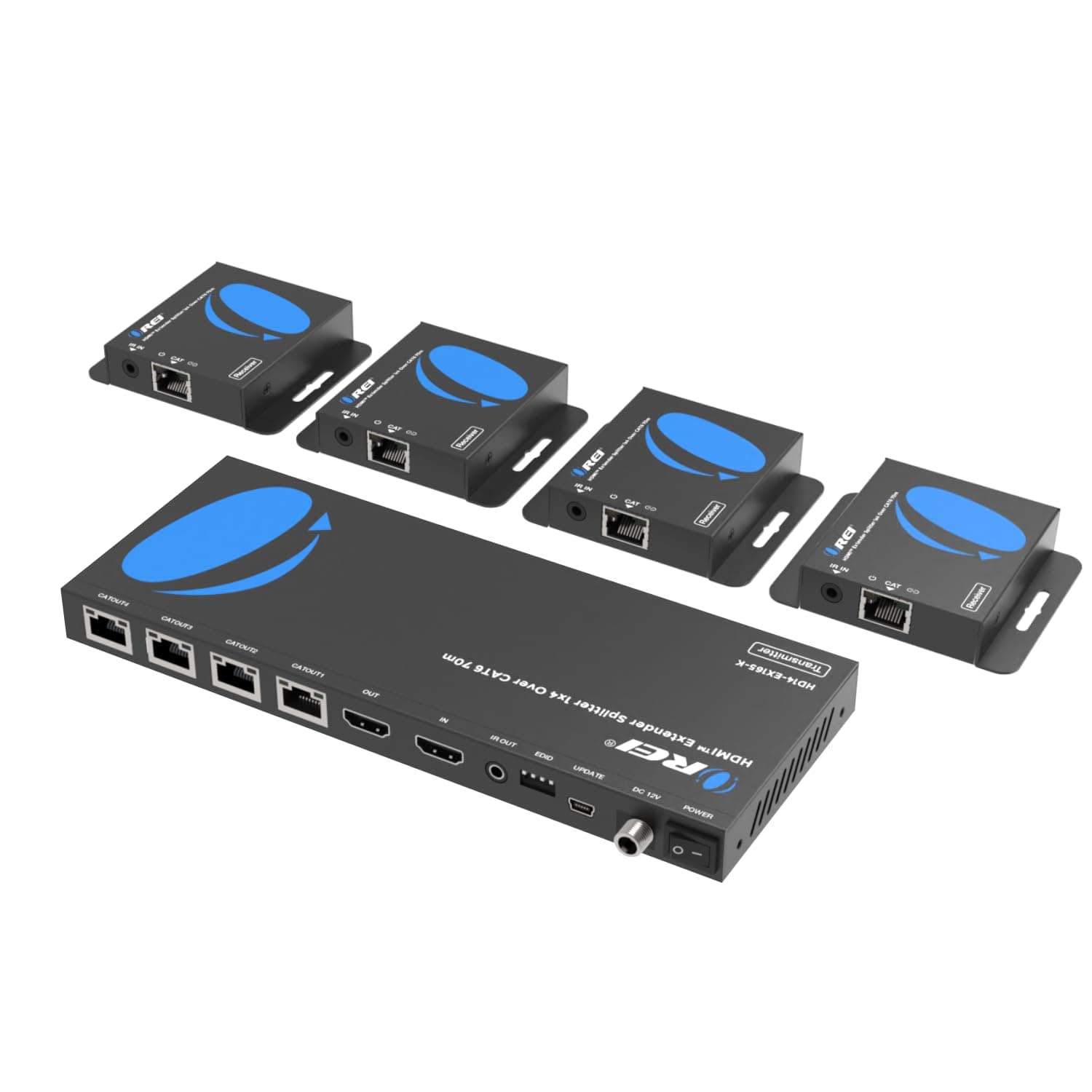 1x4 HDMI Extender Splitter Multiple Over Single Cable CAT6/7 1080P with IR Remote EDID Management - Up to 165 Ft - Loop Out - Low Latency - Full Support