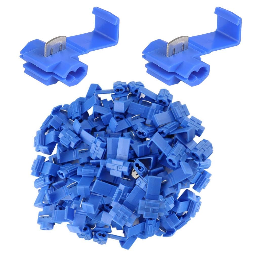 100 Pcs Lock Wire Connectors Blue Quick Splice Connector Terminals for Suits cable 0.75-2.5 mm² (AWG14-18 (15A))