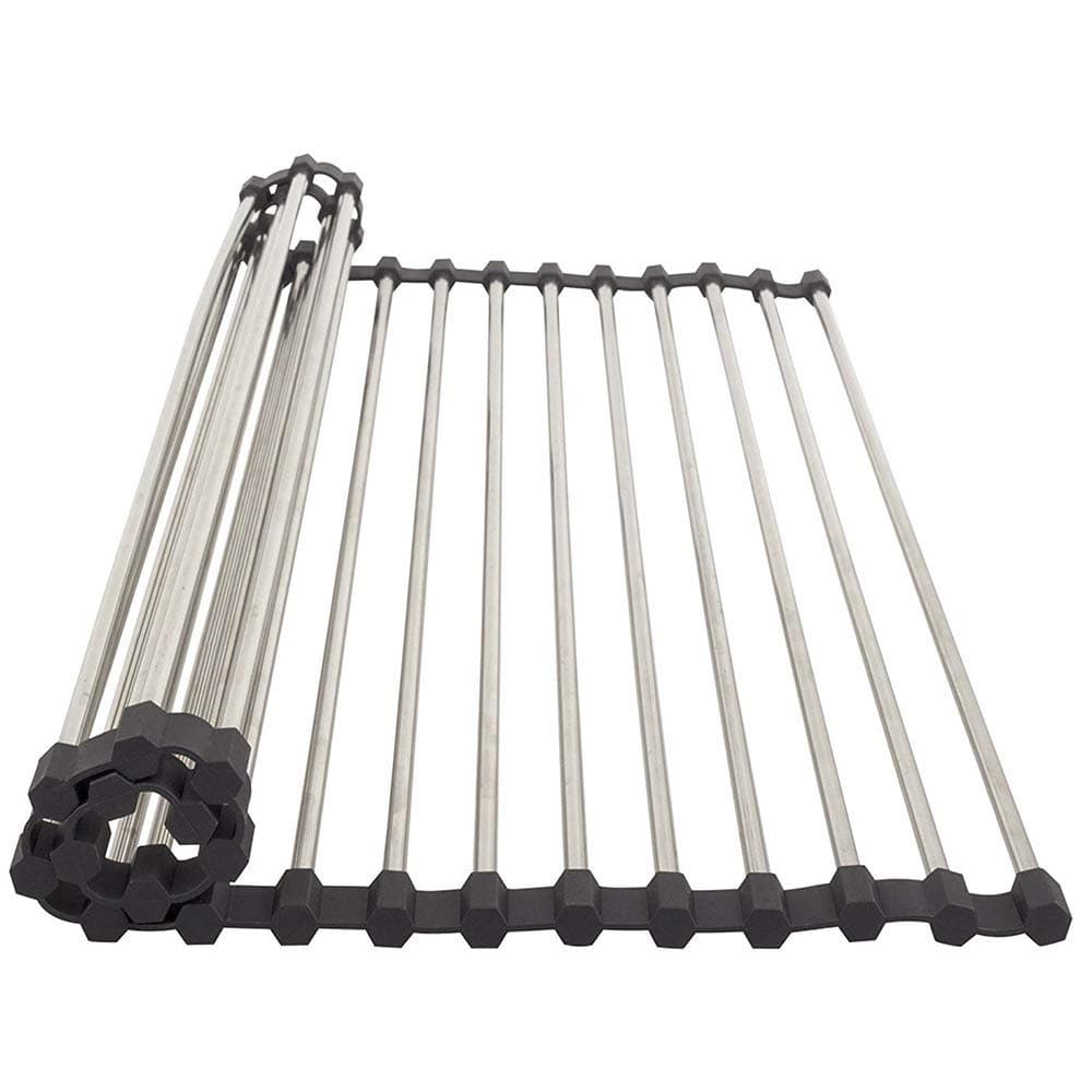 Comllen Best Large Commercial Kitchen Folding Small Mat Over The Sink Roll Up Dish Drying Rack, 20" x 12.8", Matte for Pans Bottles Bowls, Foldable Storage