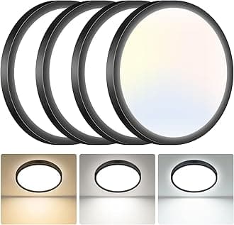 hepside LED Ceiling Light,3000K/4000K/6500K 3 Color Temperature, Waterproof IP54 LED Ceiling Lamp, Modern,Round Flush Ceiling Light for Bathroom, Living Room,Bedroom, Kitchen, Hallway, Office 4 Pack